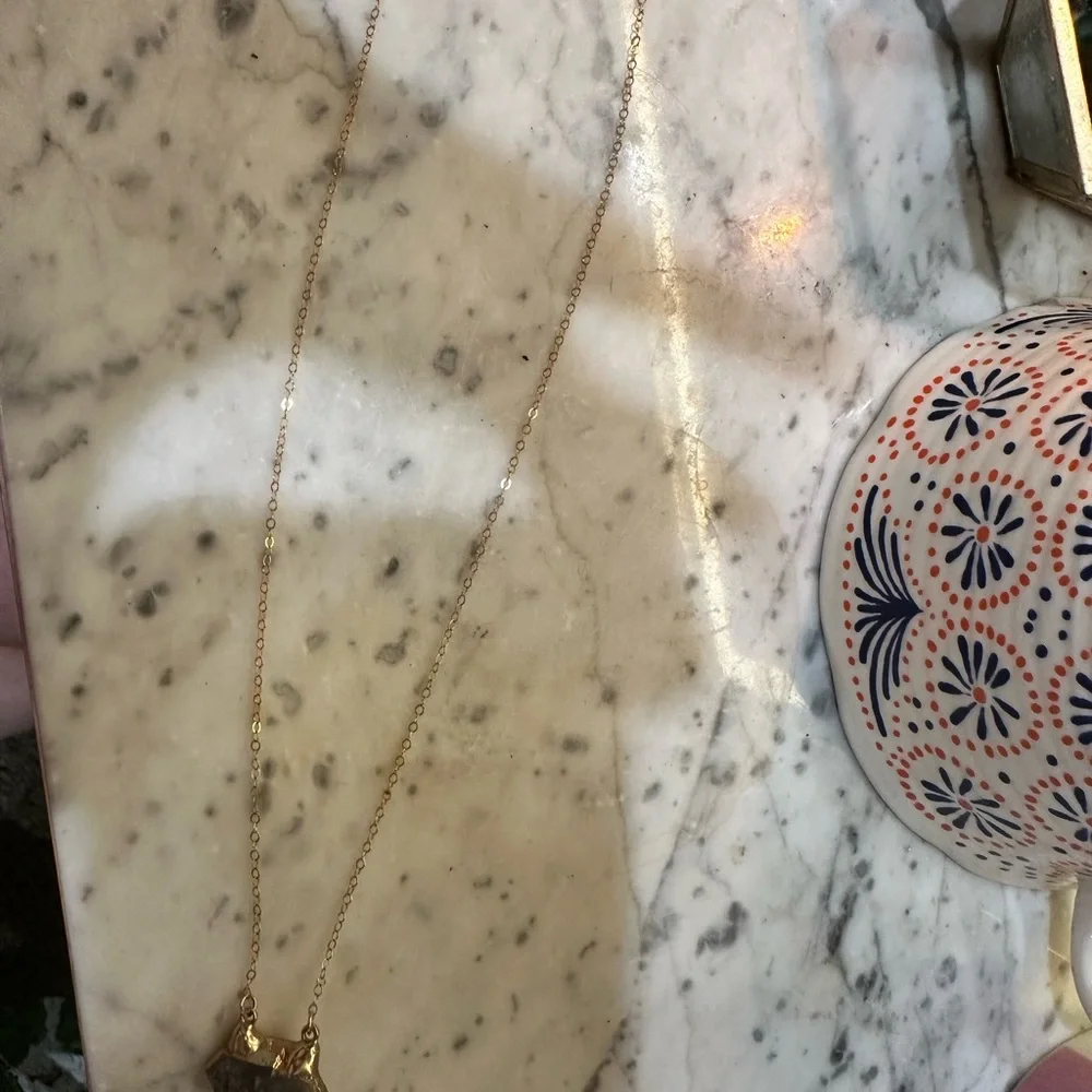 Smokey Herkimer Diamond (Quartz) Gold filled chain Pendant Necklace NWOT. - Picture 6 of 6